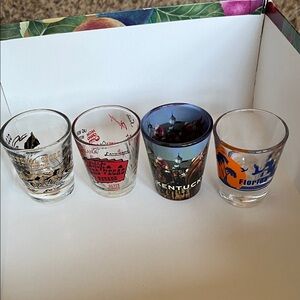 Set of Four Souvenir Shot Glasses
